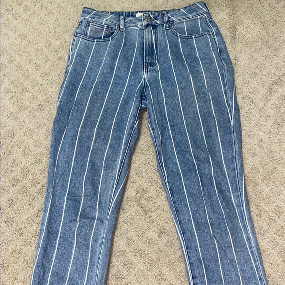 Mom white striped Jeans
